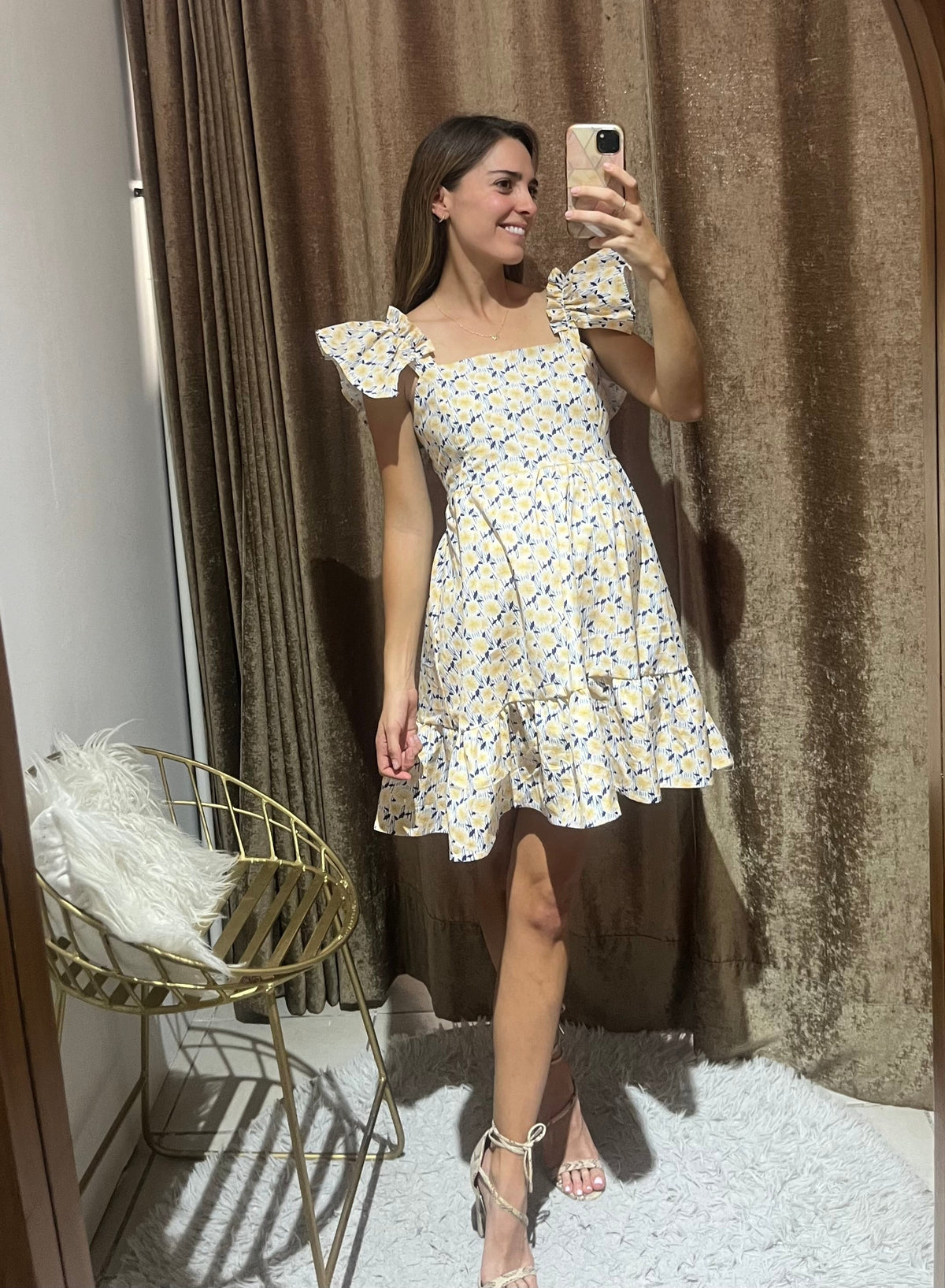 Vestido de Maternidad Aurora, Amarillo Florecitas Algodón