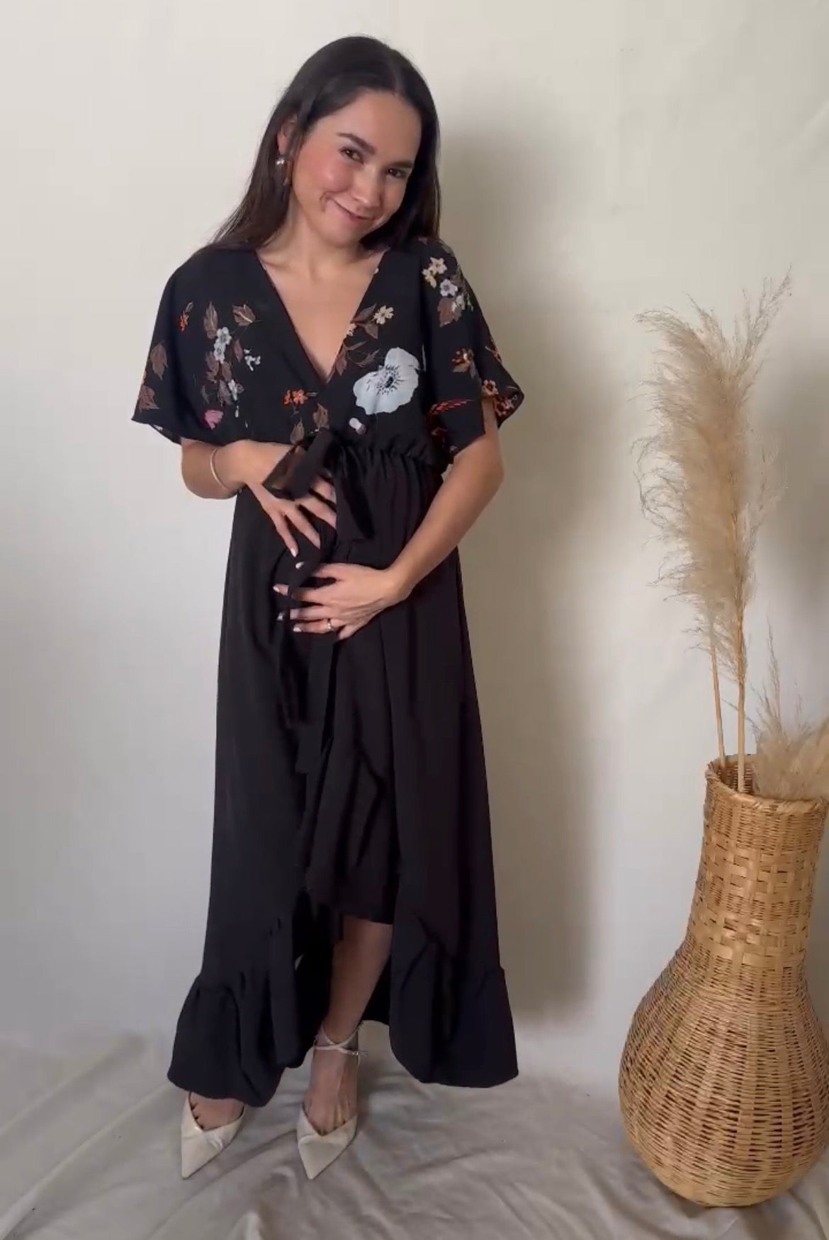 Vestido maternidad, Love/Carlota pajaritos negro