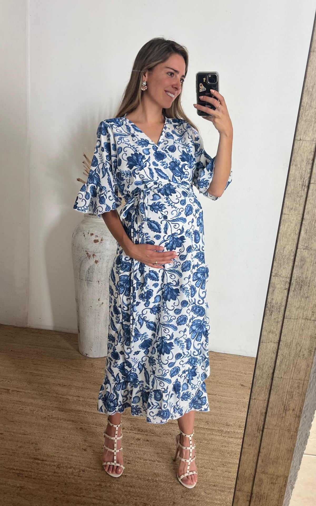 Vestido de Maternidad Ursula Blanco Flores Azule