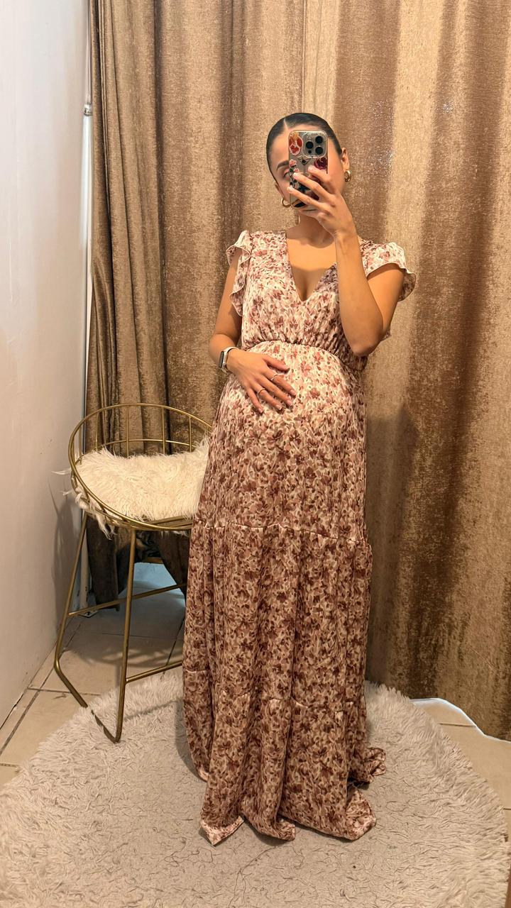 Vestido de Maternidad Sofia/Dalia Florecitas Rosa Pastel
