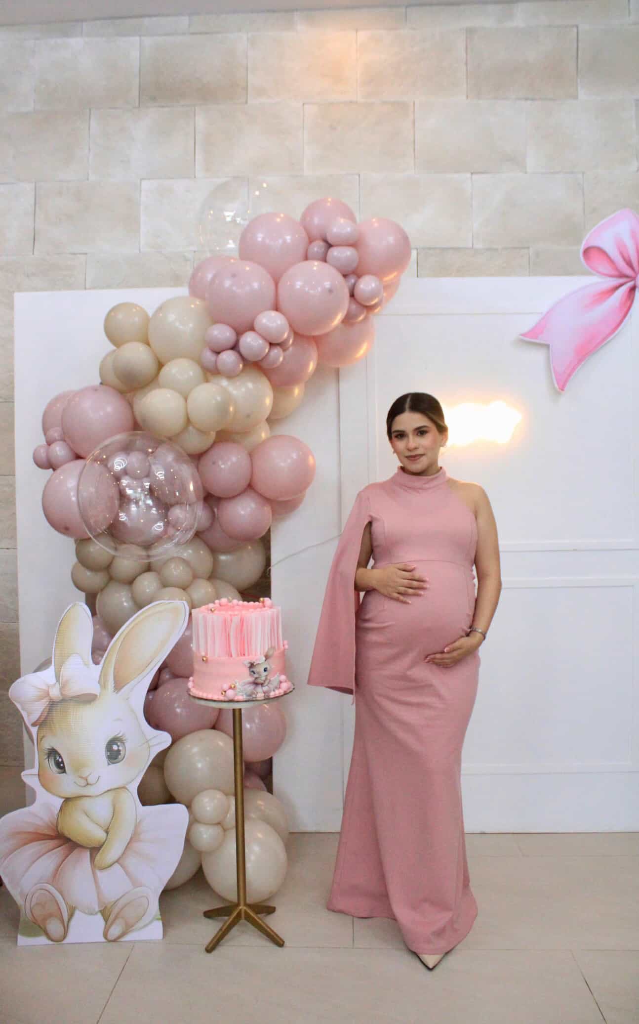 Vestido de maternidad Carola, rosa fuerte largo