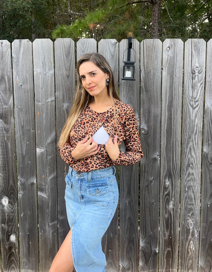 Blusa de lactancia Daniela, leopardo
