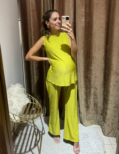 Conjunto de Maternidad Mayte, Verde Intenso Corrugado