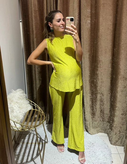 Conjunto de Maternidad Mayte, Verde Intenso Corrugado