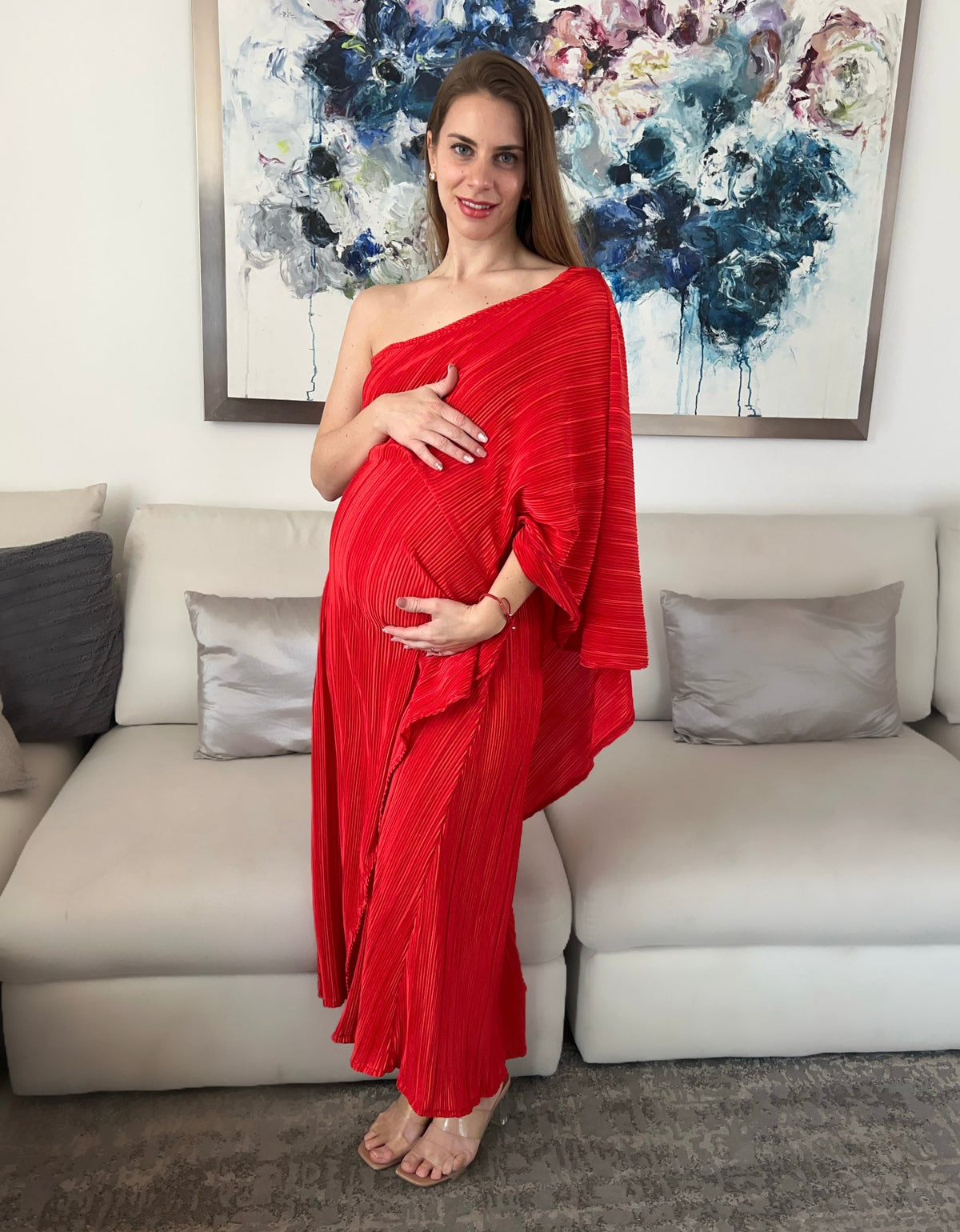 Vestido de maternidad Ilya rojo rayitas