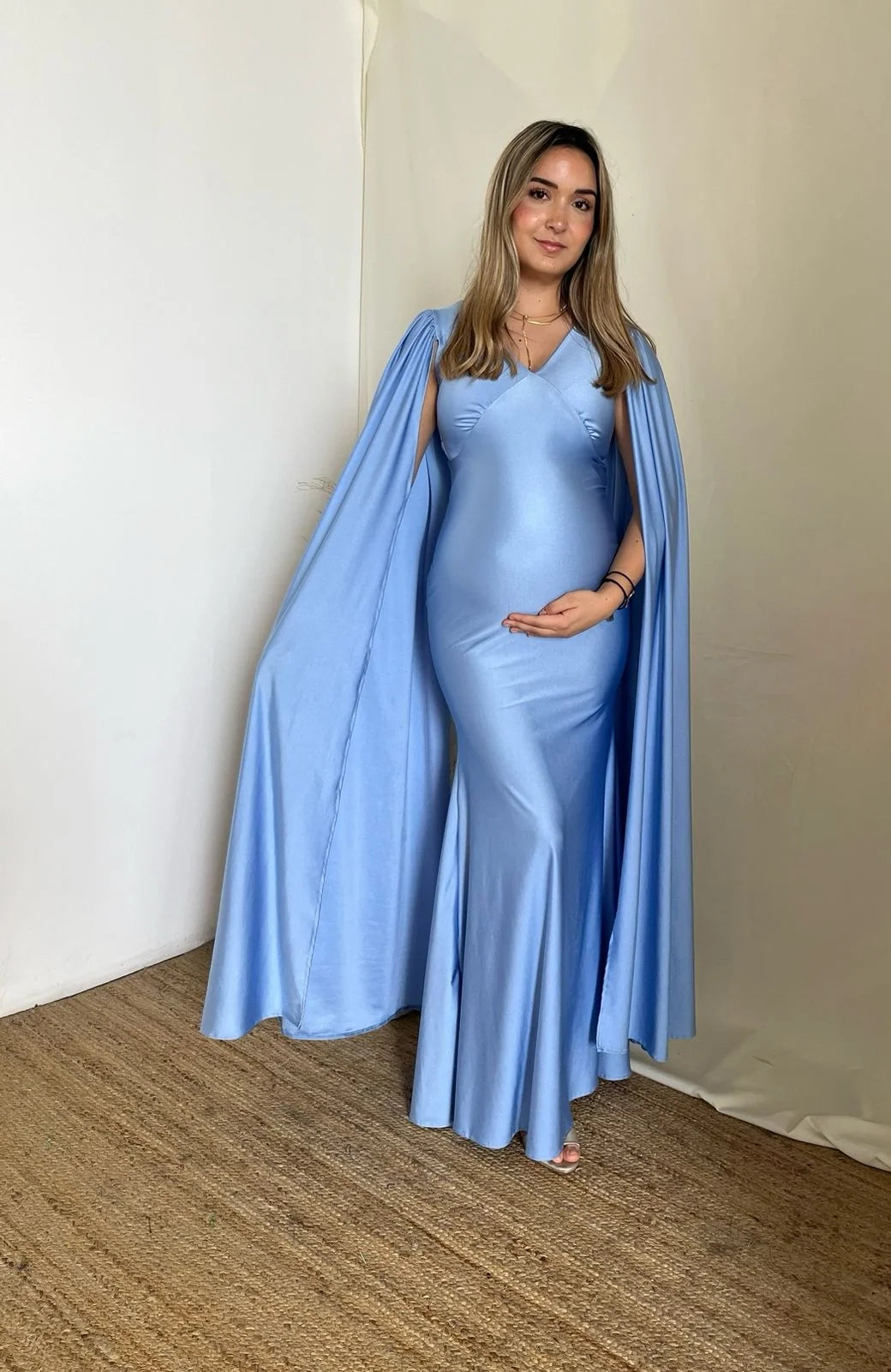 Vestido de Maternidad Eliana Azul Cielo Brilloso