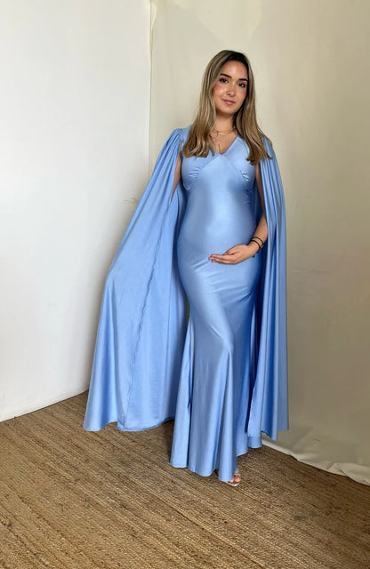 Vestido de Maternidad Eliana Azul Cielo Brilloso