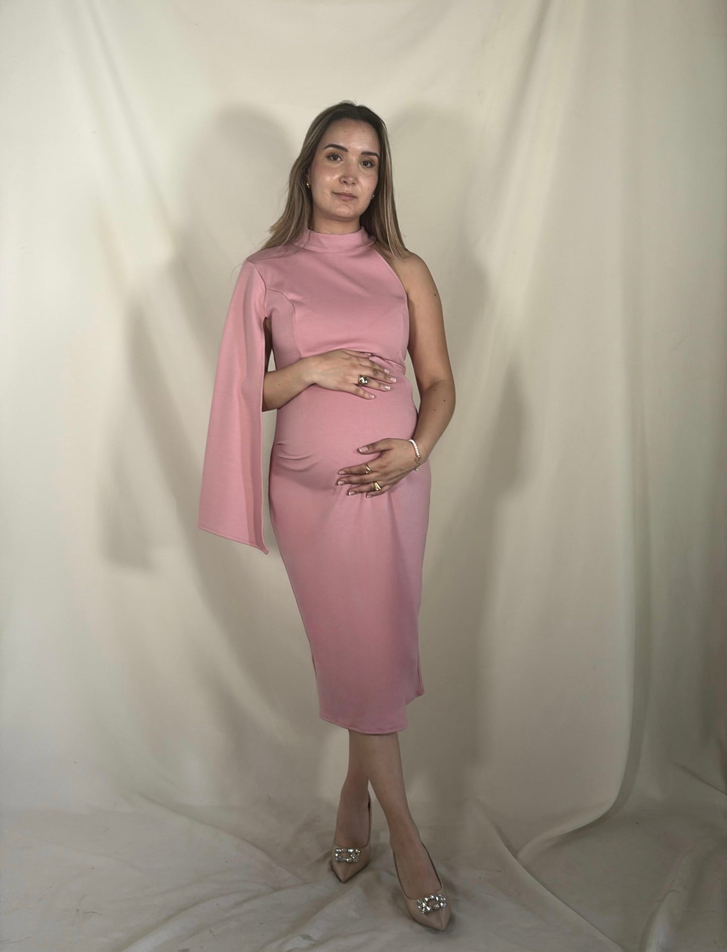 Vestido de maternidad Carola, rosa fuerte corto