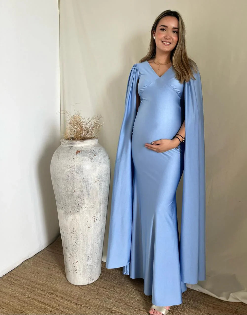 Vestido de Maternidad Eliana Azul Cielo Brilloso