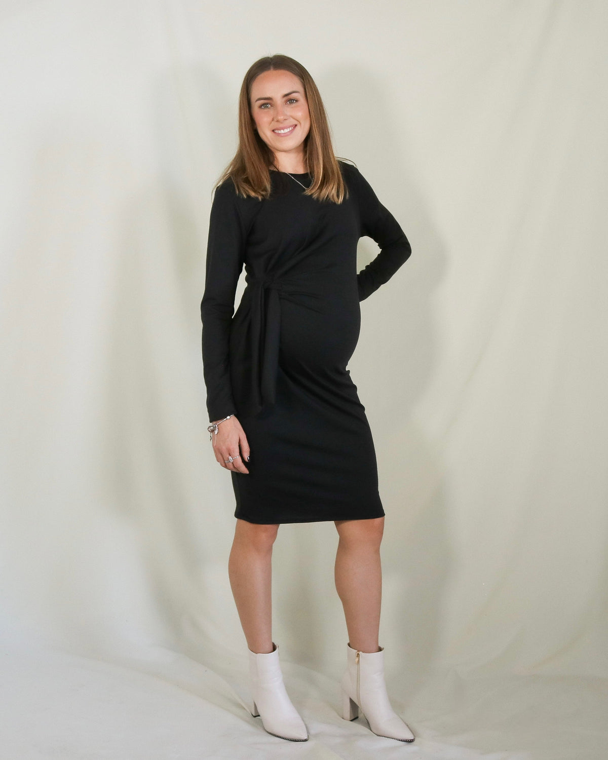 Vestido de maternidad, Camila negro algodón mangas largas