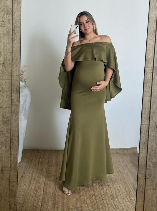 Vestido de maternidad Amparo, verde olivo neopreno M, G