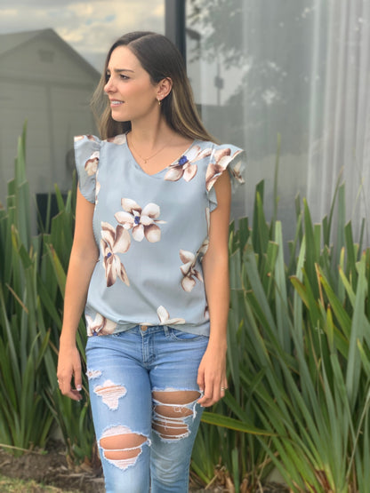 Blusa de lactancia, Andy gris flores G y XG