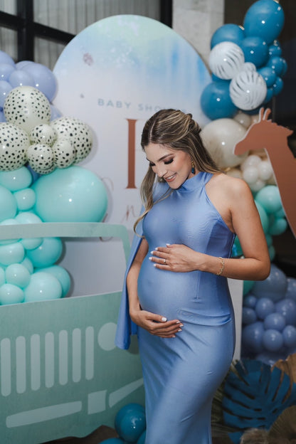 Vestido de maternidad Carola, azul brilloso CH, M
