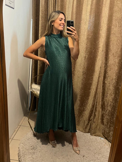 Vestido de Maternidad Sonia, Verde Medellín Corrugado