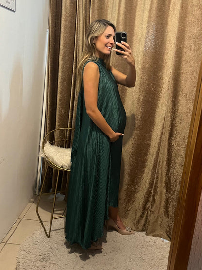 Vestido de Maternidad Sonia, Verde Medellín Corrugado