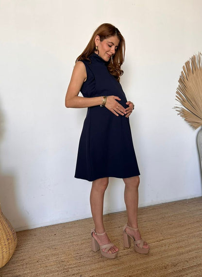 Vestido Miranda cuello tortuga azul marino Ponti Roma