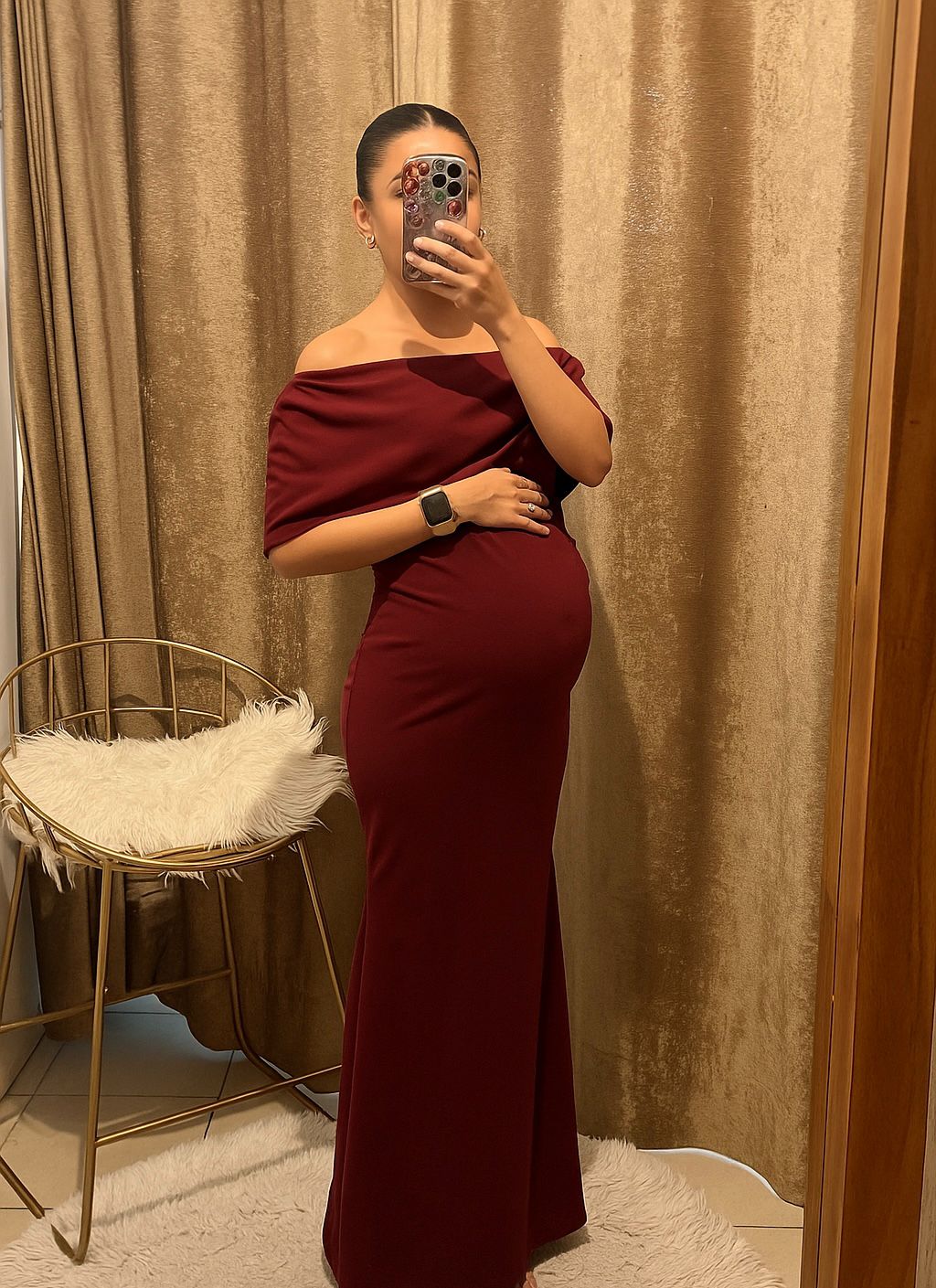 Vestido de Maternidad, Lluvia Largo Vino
