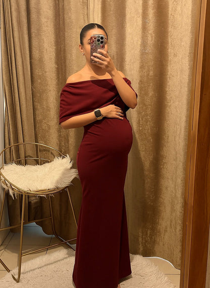 Vestido de Maternidad, Lluvia Largo Vino