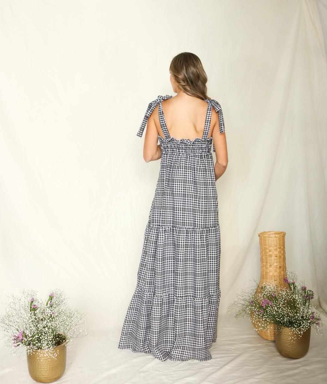Vestido de Maternidad Dalia Cuadros Negros