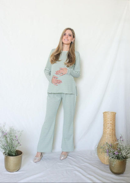 Conjunto de Maternidad Cinthya, Verde Rayitas