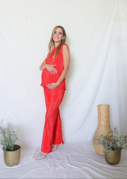 Conjunto de Maternidad Mayte, Rojo Corrugado