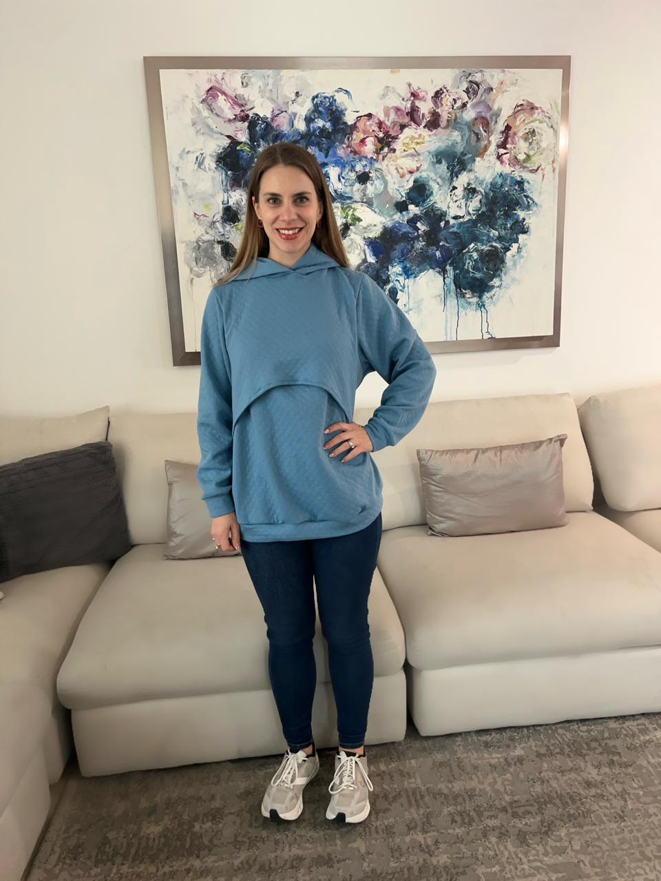 Sudadera de lactancia, gloria azul rombos