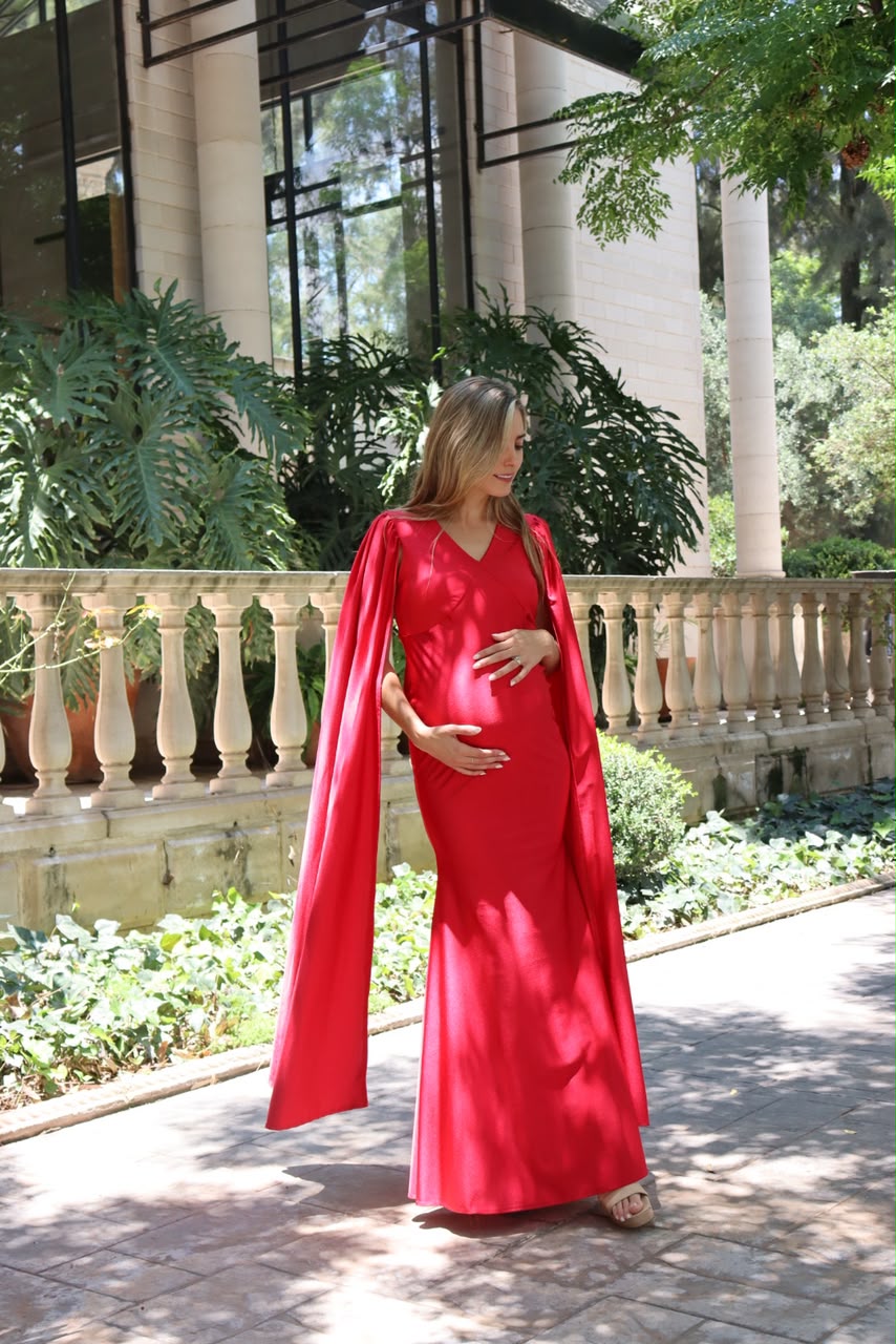 Vestido de Maternidad Eliana Rojo Destellante
