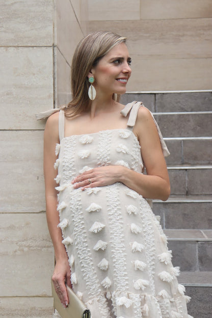 Vestido de Maternidad Dalia Beige Pompones