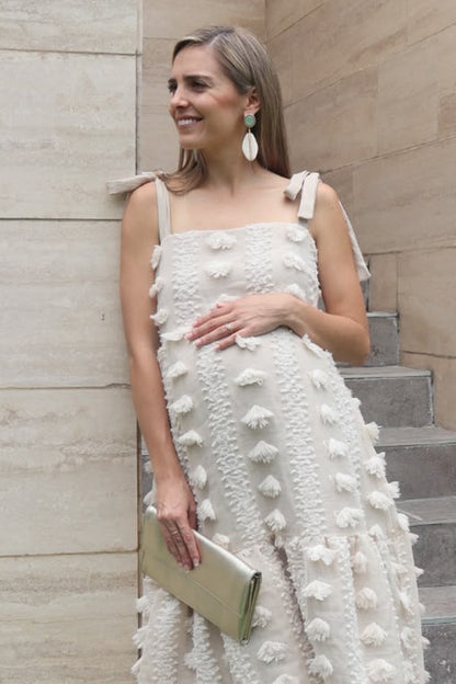 Vestido de Maternidad Dalia Beige Pompones