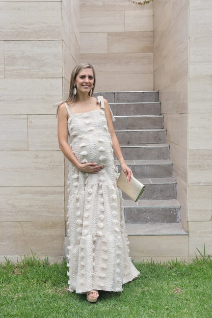 Vestido de Maternidad Dalia Beige Pompones