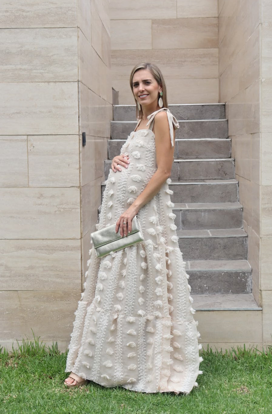Vestido de Maternidad Dalia Beige Pompones