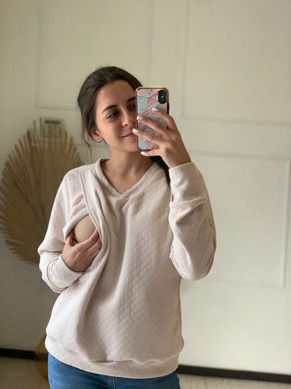 Sudadera de Lactancia, Cassandra Rombos Beige