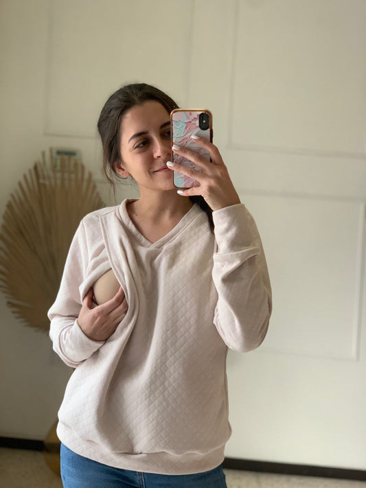 Sudadera de Lactancia, Cassandra Rombos Beige