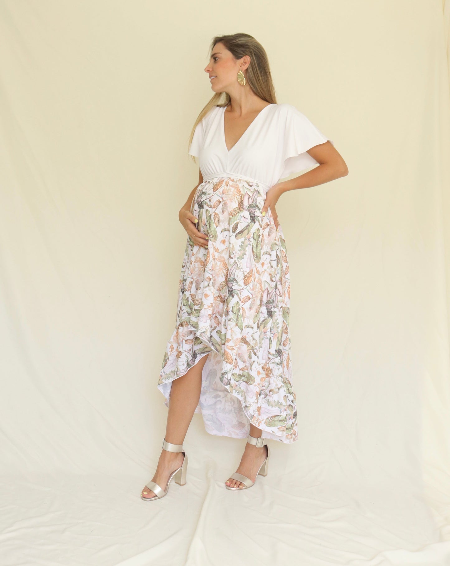 Vestido de Maternidad, Love Carlota blanco con otoño CH