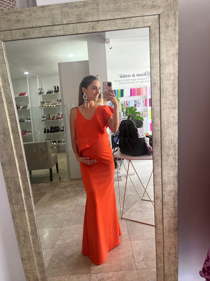 Vestido de maternidad Linda, naranja