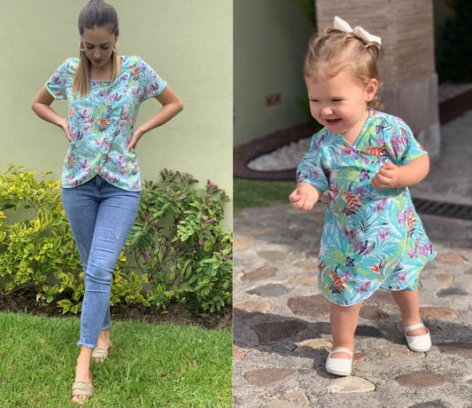 Matching azul flores aqua