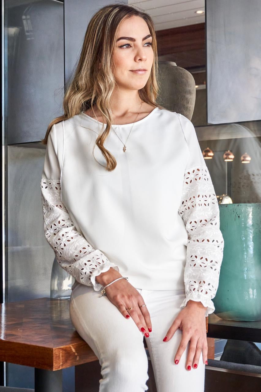 Blusa lactancia Daniela ivory encaje