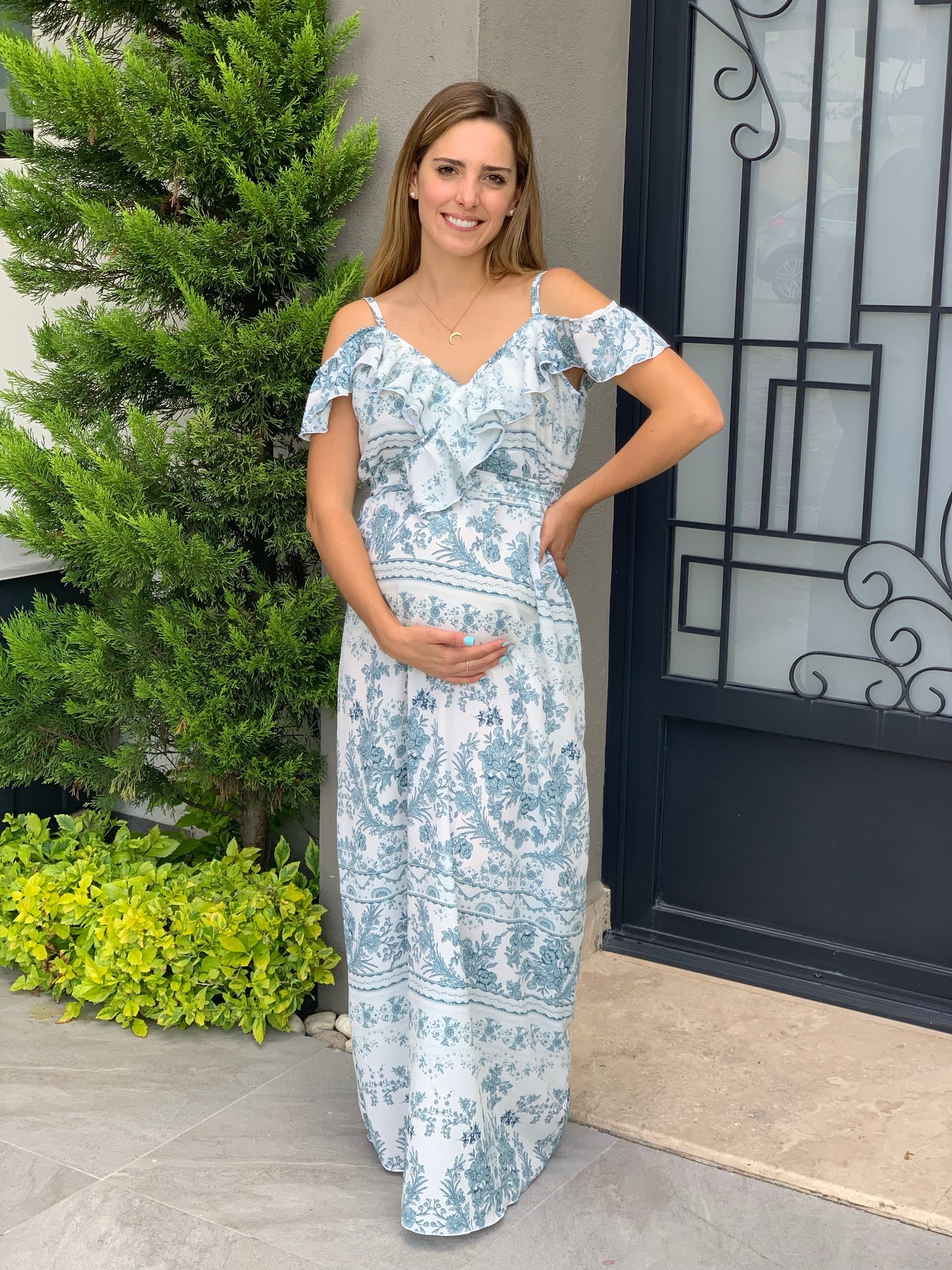 Vestido de maternidad, Dayana, azul garigoleado CH
