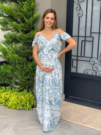 Vestido de maternidad, Dayana, azul garigoleado CH