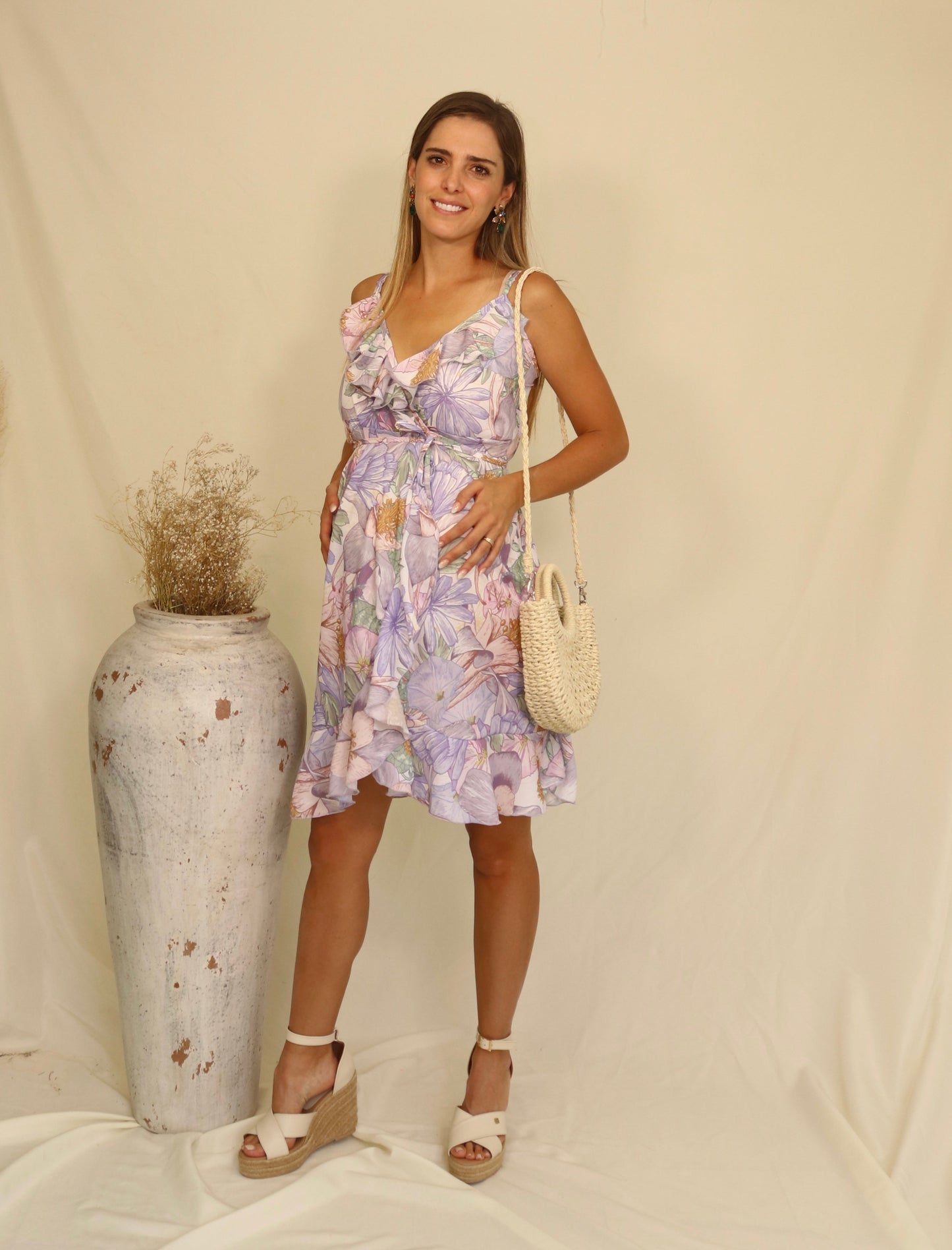 Vestido de maternidad Sarah, morado flores