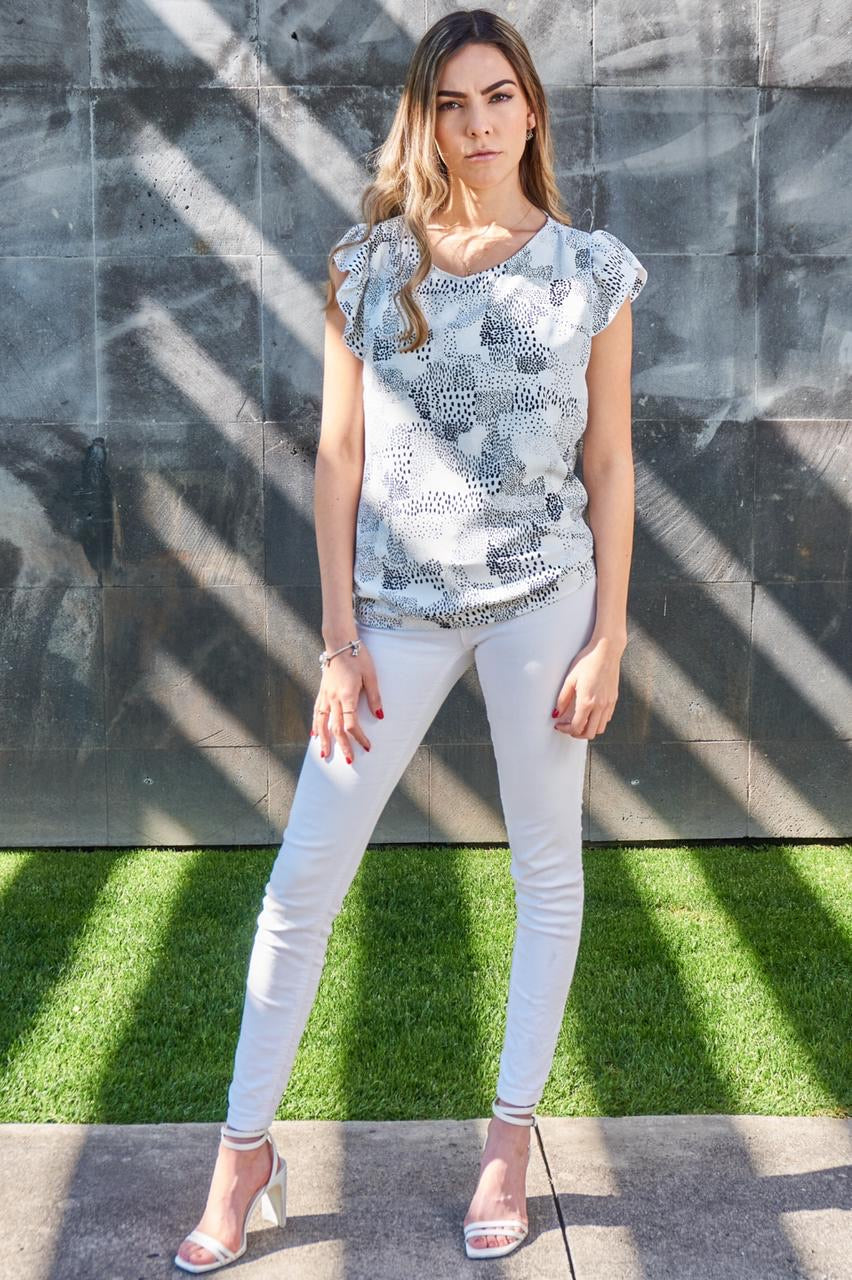 Blusa de lactancia andy blanco con negro