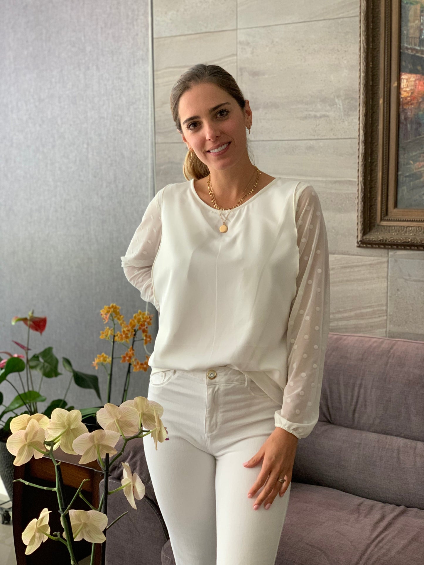 Blusa de Lactancia, Daniela Blanca bolitas G