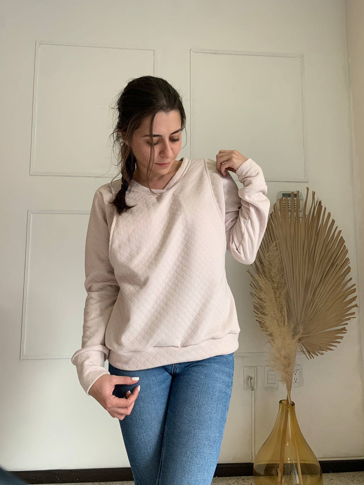 Sudadera de Lactancia, Cassandra Rombos Beige