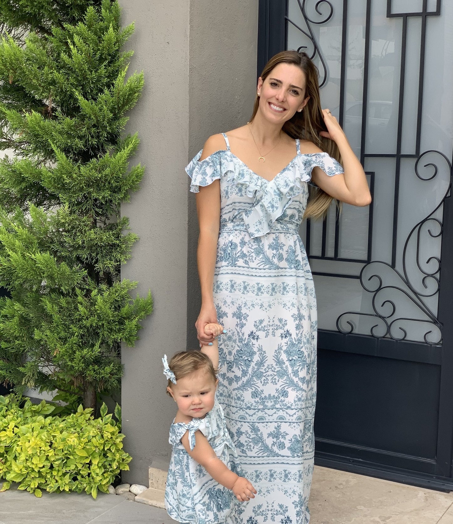 Vestidos matching azul garigoleados