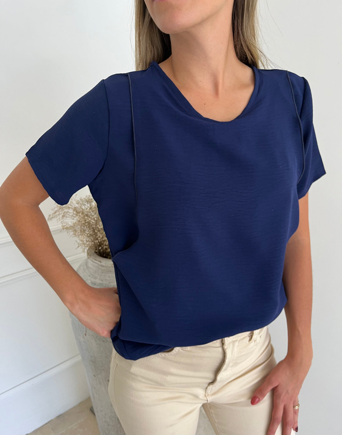 Blusa de lactancia Esme, azul marino