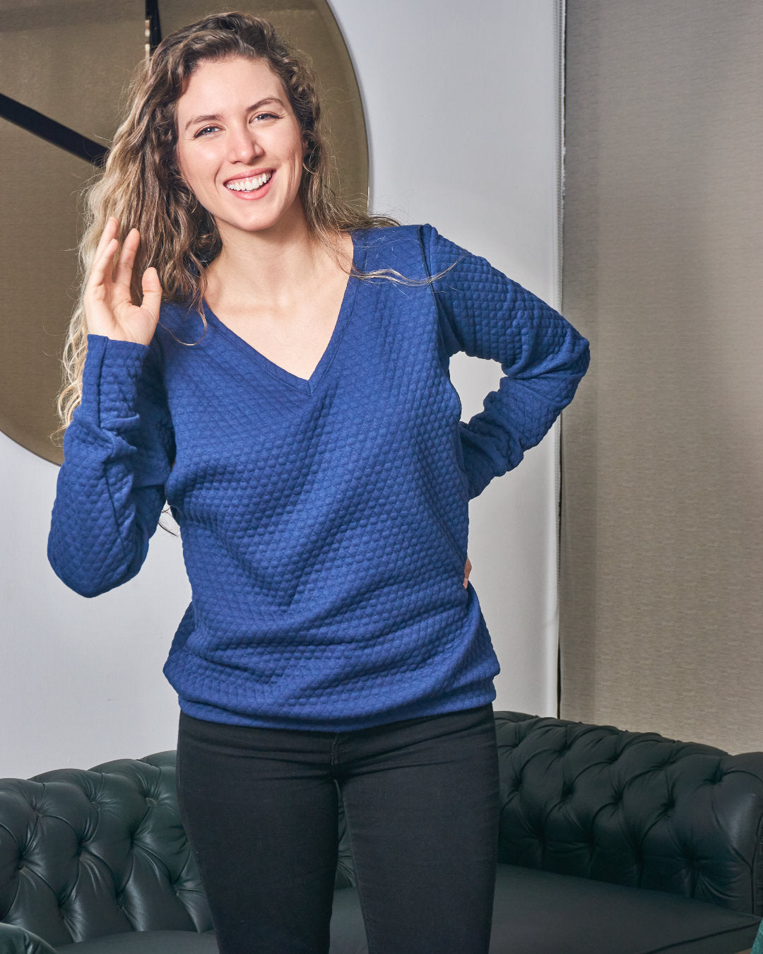 Sudadera de Lactancia, Cassandra Rombos Azul