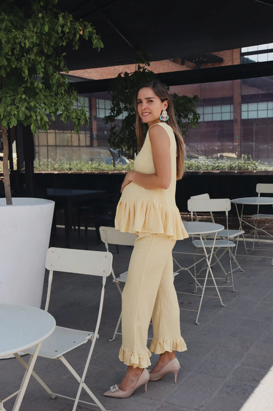 Conjunto de Maternidad Imelda Sin Mangas, Amarillo Textura