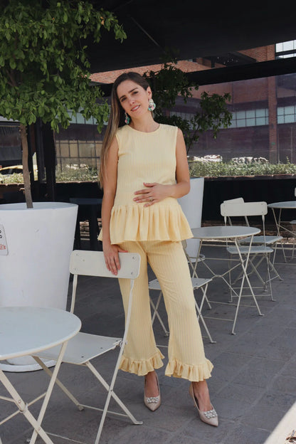 Conjunto de Maternidad Imelda Sin Mangas, Amarillo Textura