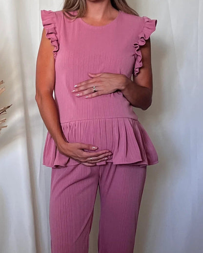 Conjunto de Maternidad Imelda, Rosa Rayitas Polvo