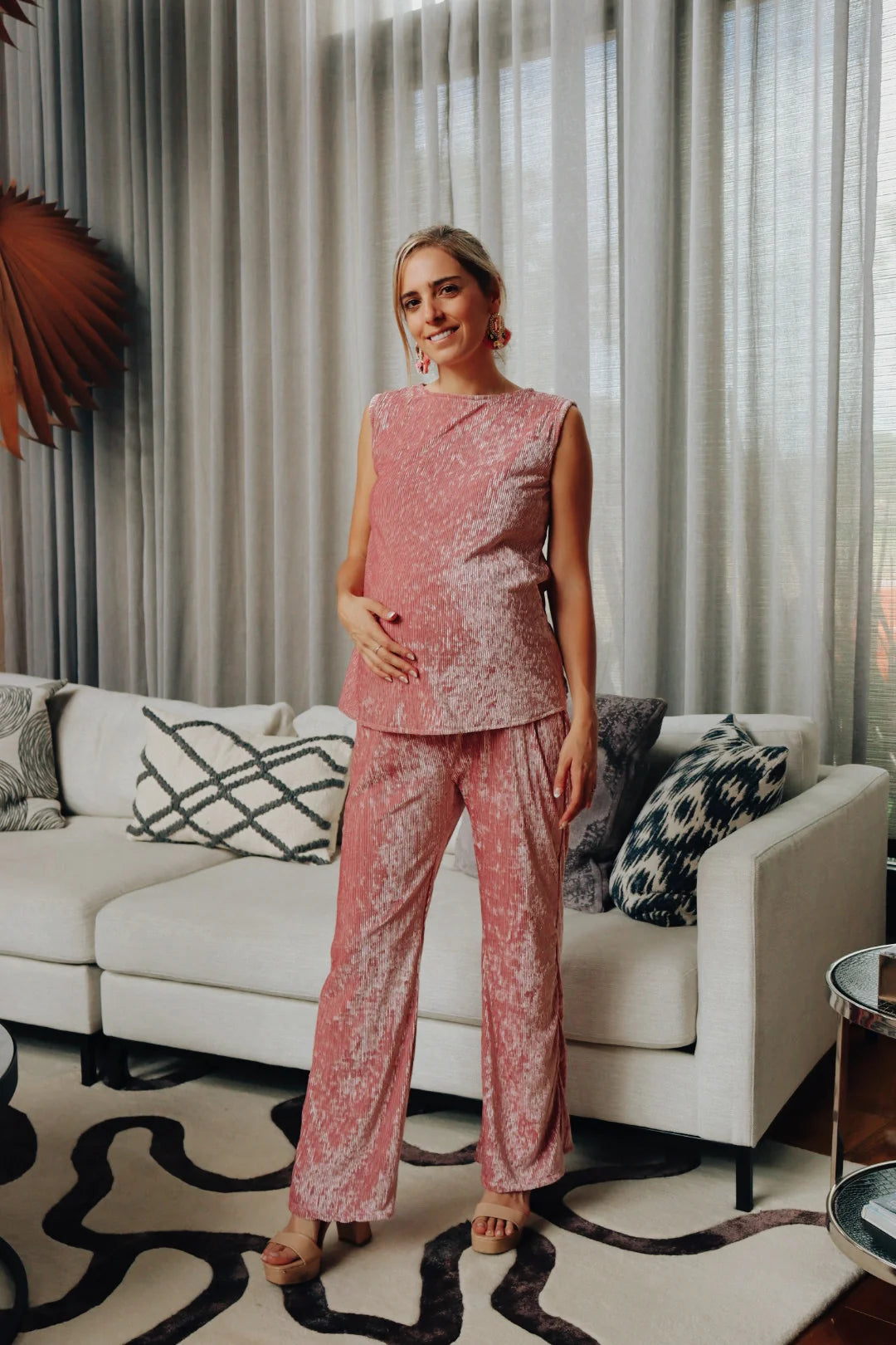 Conjunto de Maternidad Mayte, Rosa Claro Terciopelo